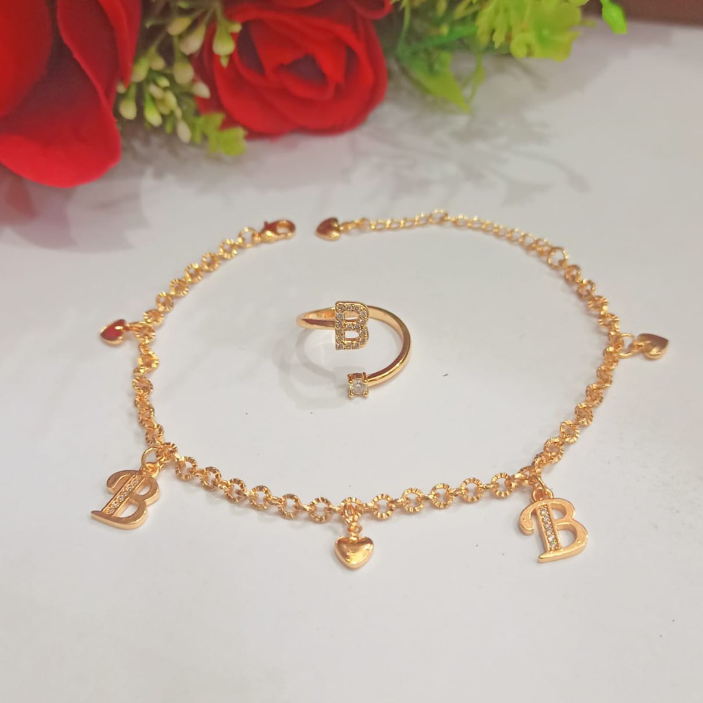 Gelang Nuri Plus Cincin A-Z Gold  (COD)