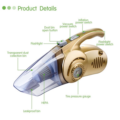 vacuum cleaner 4in1 Car Penyedot Debu Pompa Angin Tekanan Ban Mobil  penyedot debu mini  serbaguna