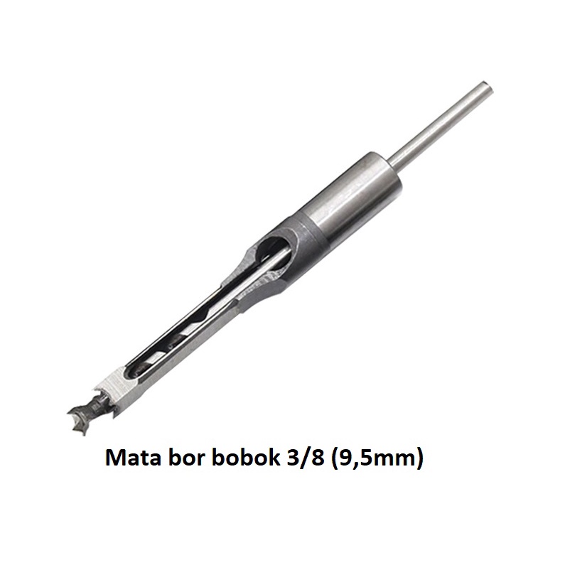 Mata Bor Kayu Bobok Mortising Square Chisel Drill bit 1/4 5/16 3/8 1/2 Lubang Kunci Kusen-3/8 (9.5mm)