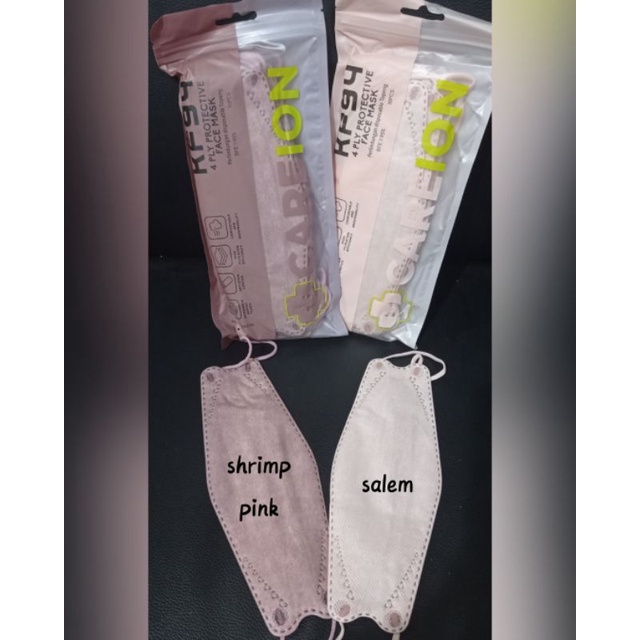 Masker KF94 Korea Careion 4 ply Shrimp Pink isi 10 Tali senada