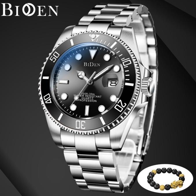 BIDEN Jam Tangan Pria Bisnis Kasual Otomatis Date Tahan Air Kuarsa Jam