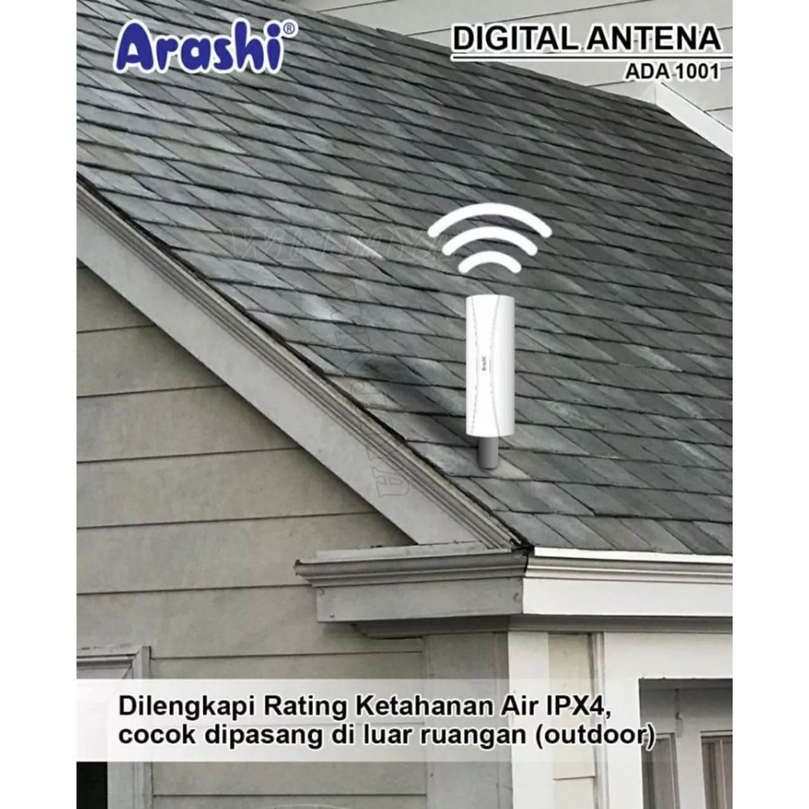 ANTENA TV DIGITAL ARASHI ADA-1001 INDOOR/OUTDOOR ANTI UV + KABEL 10m