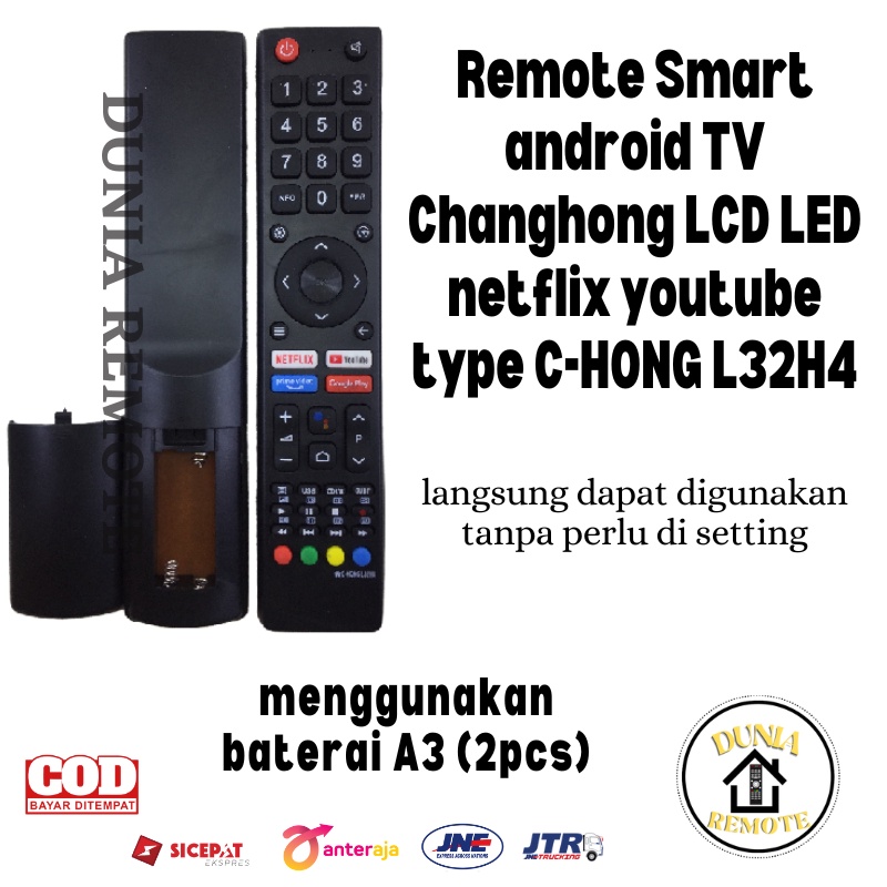 Remot Remote TV CHANGHONG Android Smart TV Led lcd L32H4 Tanpa setting