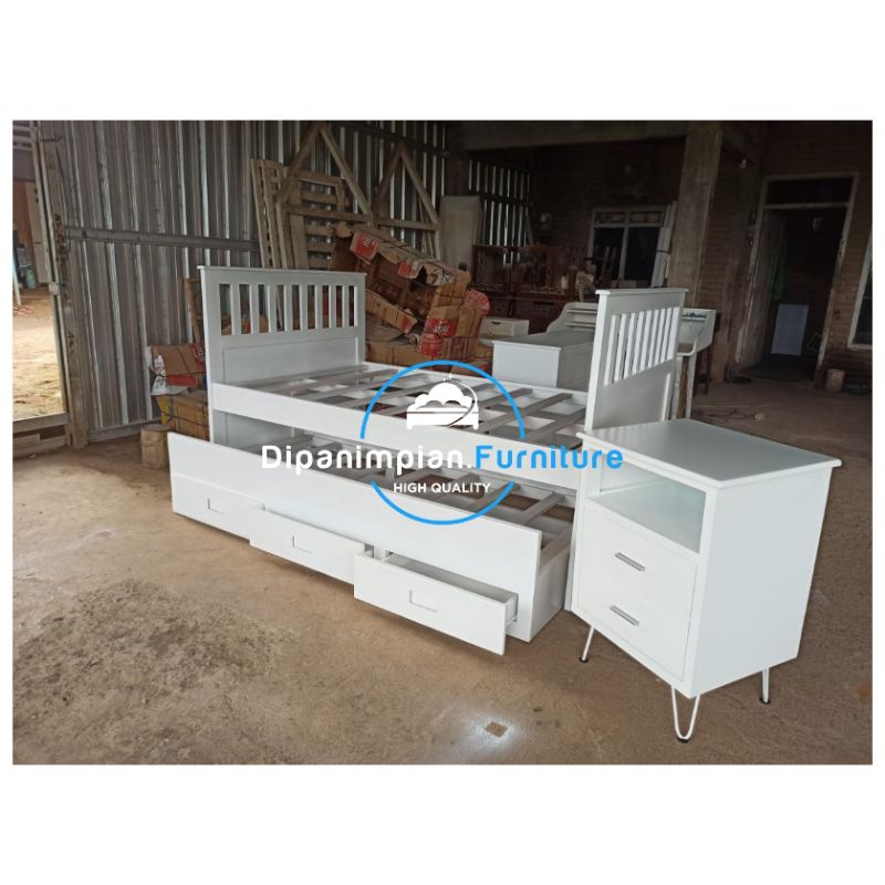 dipan tidur sorong laci - tempat tidur sorong laci