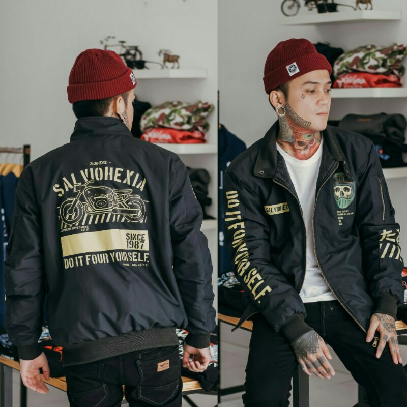 SALVIOHEXIA Jaket Casual Waterpoof Jaket Parasut Pria Outdoor Jaket Distro Jaket Bomber Harrington