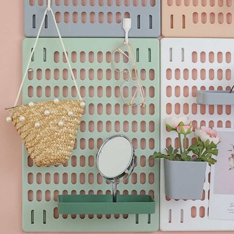 YHOME Rak Dinding Tempel Minimalis Organizer/Rak Dinding Kombinasi Organiser/Rak Gantung Peralatan Dapur Tanpa Paku/Wall Shelf Board Household Kitchen Storage/Rak Stationery Tempel Y098-7