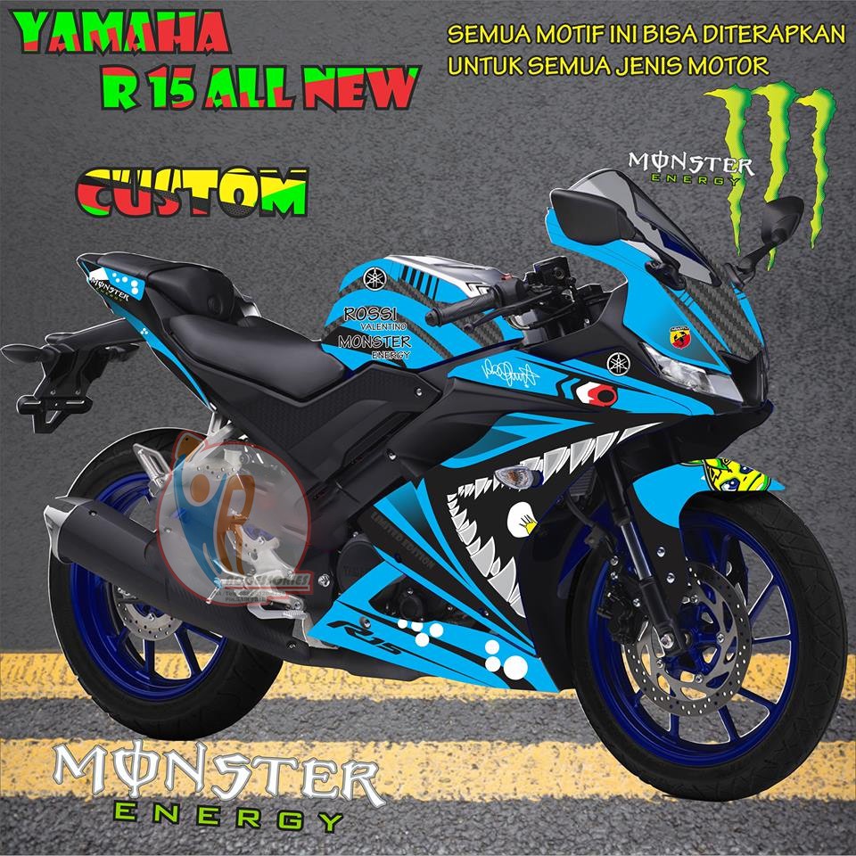 Original Decal Striping Motor Yamaha R15 All New Motif Shark 4