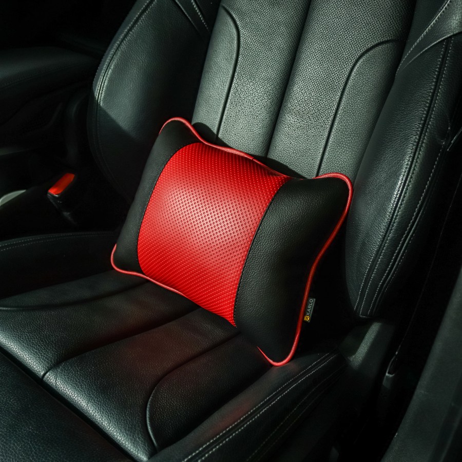 Karlo Bantal Pinggang Duduk Pemium Mobil Dot Red Bintik Merah Hitam