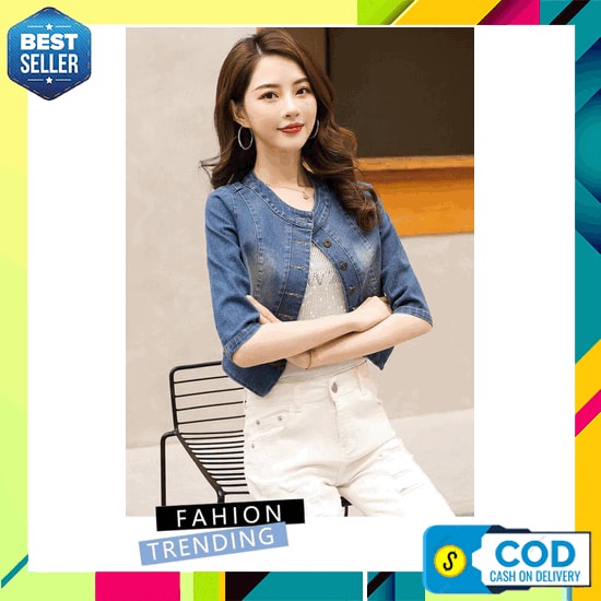 Lova Jacket Jeans Hoodie Wanita Oversize Jaket Jins Hodie Kekinian Jeket Denim Jumbo Cewek Remaja Ja