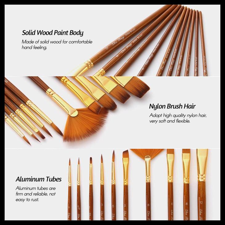 

BISA COD GRACESU_ART SET BRUSH 10PCS KUAS LUKIS CAT AIR ACRYLIC OIL PAINT BROWN TERBAIK 11
