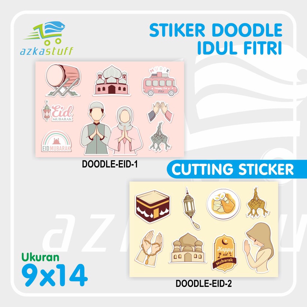Stiker Doodle Idul Fitri muslimah - stiker thumbler sticker aesthetic stiker ramadhan lebaran