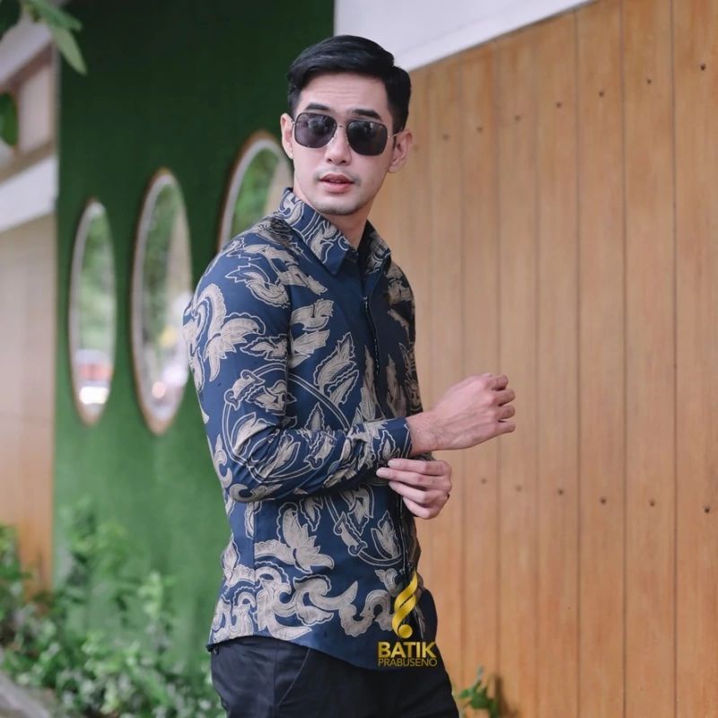 PRABUSANJAYA Kemeja Batik Pria Lengan Panjang Slim Fit Premium Modern Full Furing Katun Halus Sragenan