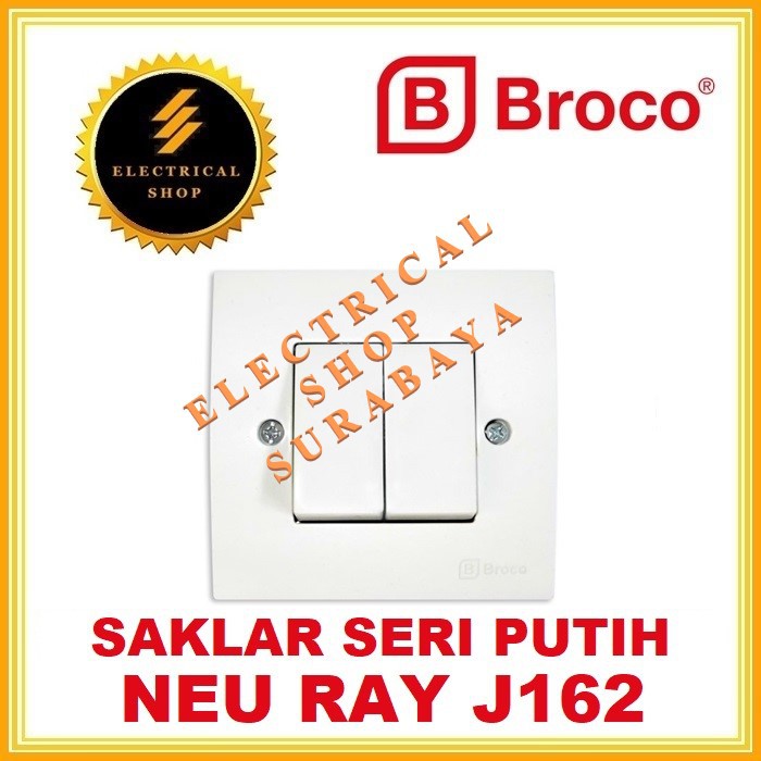 BROCO NEU RAY IB SAKLAR SERI PUTIH J162 (HARGA GROSIR) J16255 NEURAY DOUBLE SWITCH INBOW TANAM