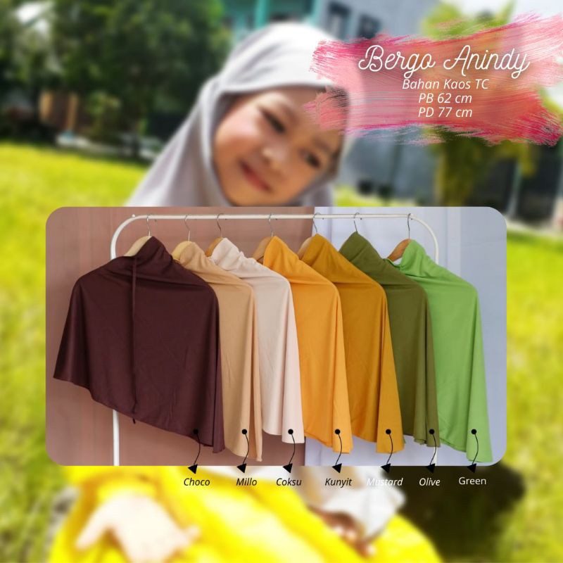 Termurah - Hijab Anak Khimar Bergo Tali Anak Baham Kaos TC Halus Premium Nyaman Dipakai | Bisa Cod