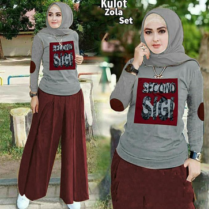 Promo celana kulot cewe remaja✨ Setelan celana wanita kulot Zola - Maroon, All Size
