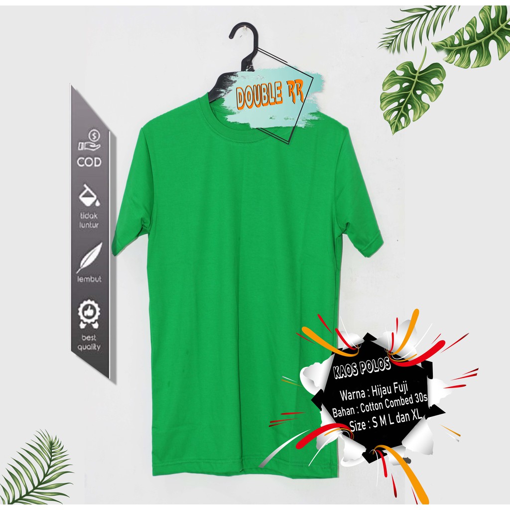 DISTRO KAOS POLOS  COTTON 100%, COMBED 30S  PRIA/WANITA BANYAK WARNA HIJAU BOTOL HIJAU ARMY HIJAU TOSCA HIJAU FUJI HIJAU STABILO