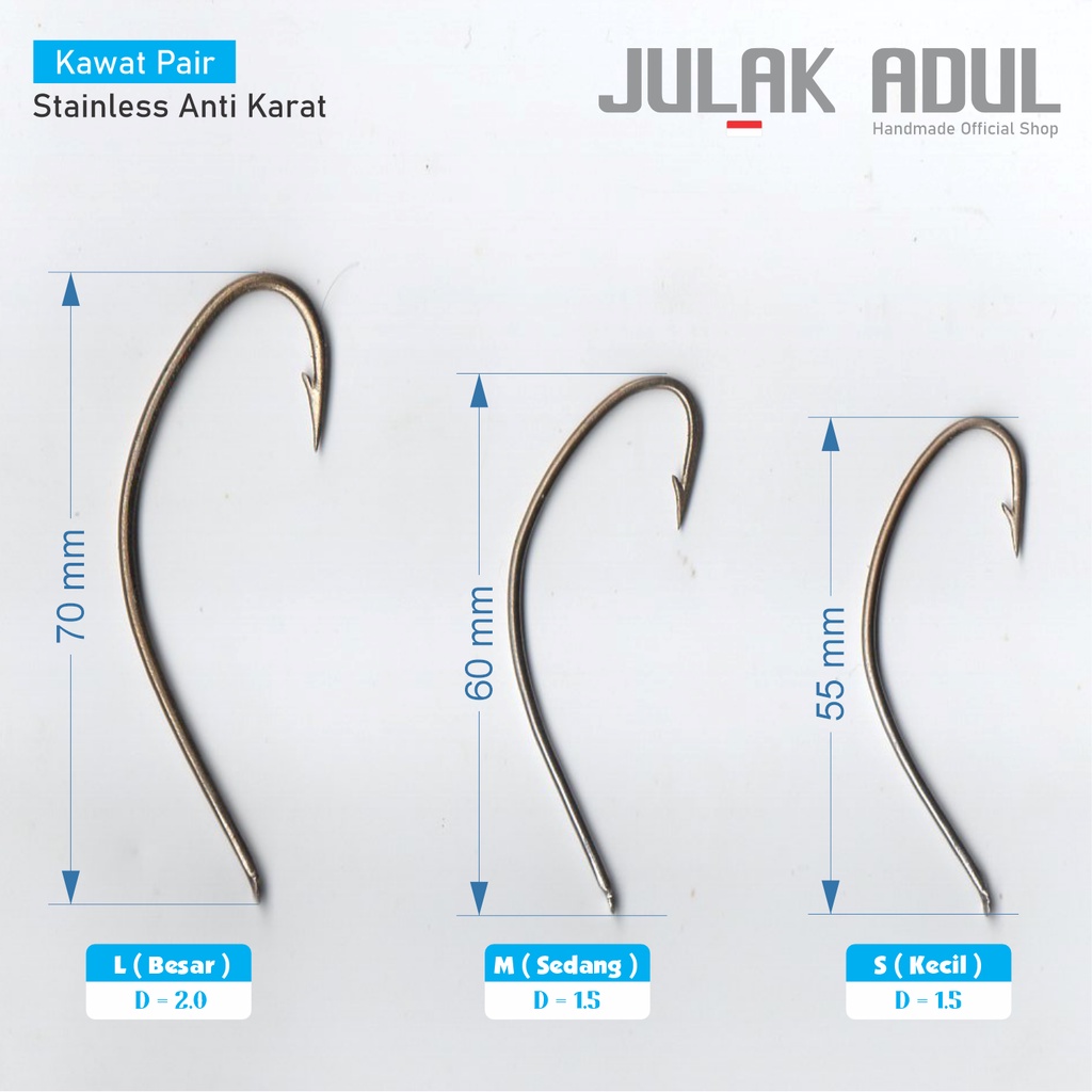 Kawat Pair Putih Stainless Anti Karat | Kail Stainless | Kail Pancing Gabus