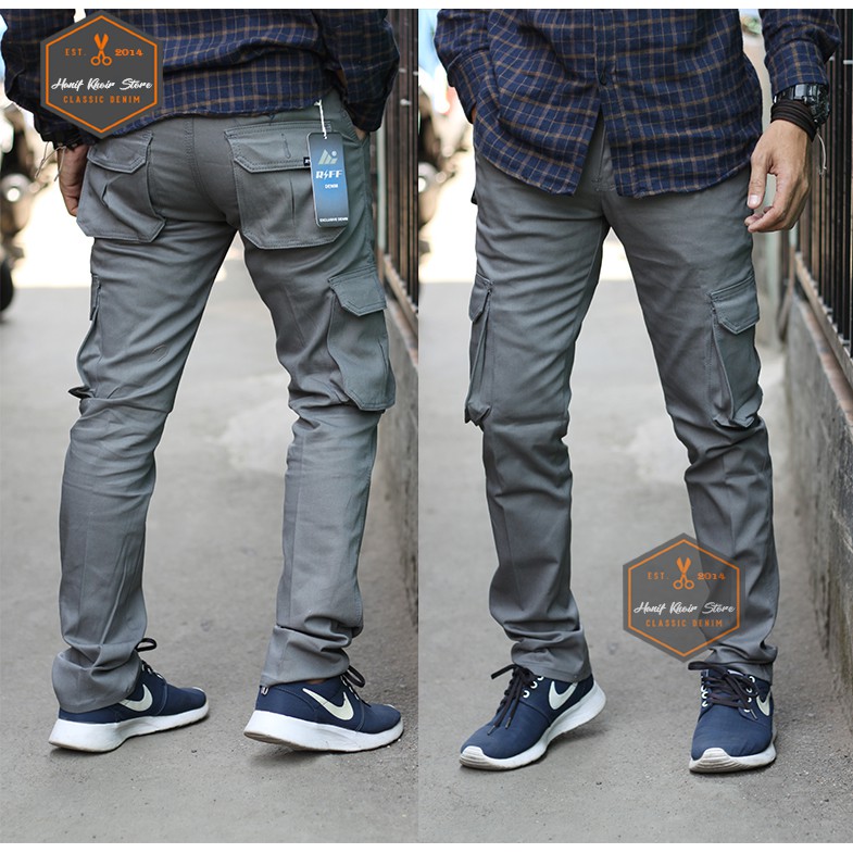 cargo panjang/pendek dark grey pria/cowo TERLARIS