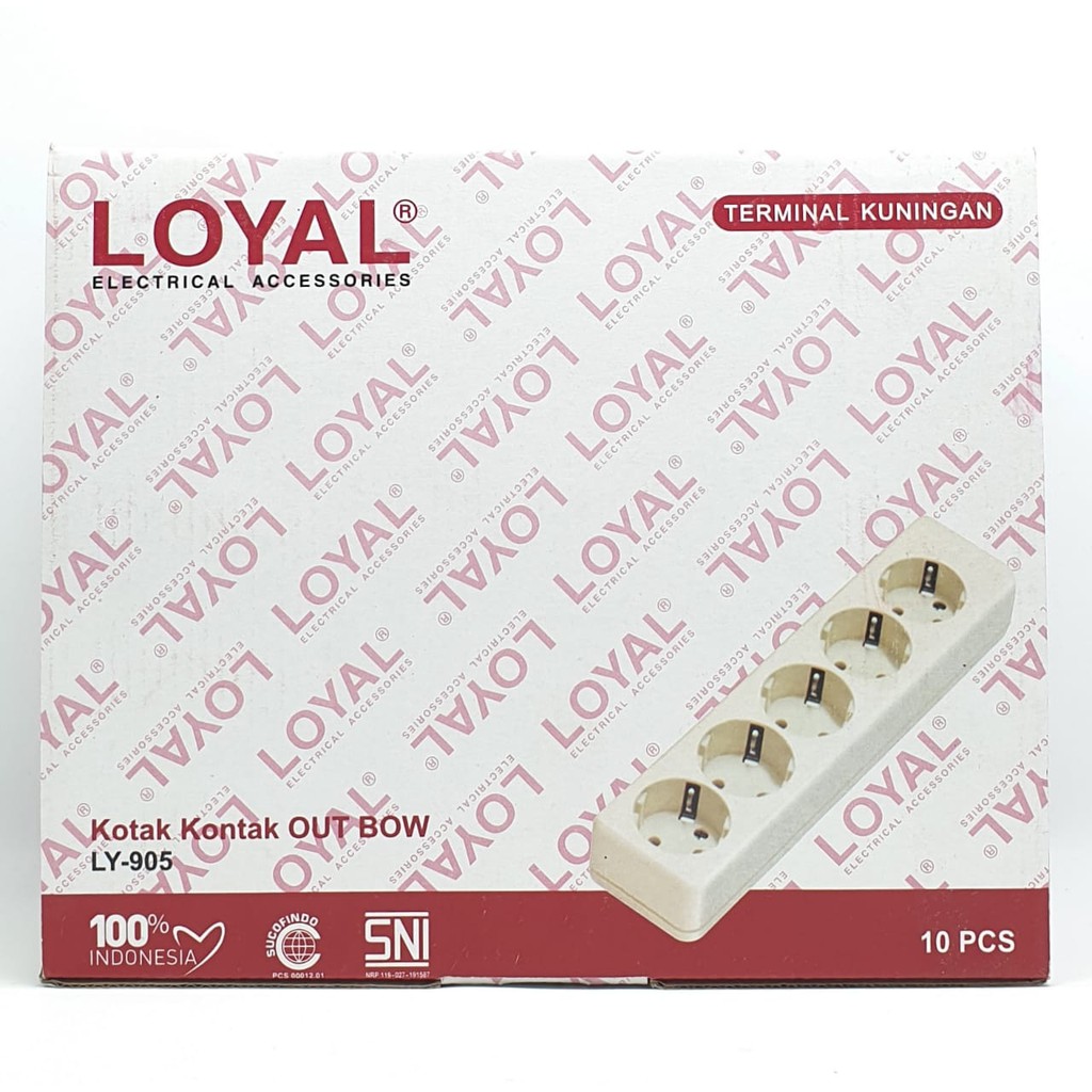 @10 Pcs (1 Kotak) LY-905 Loyal 5 Lubang (Tanpa Led &amp; Kabel) / Stop Kontak Arde 5L / OB Stop Kontak /