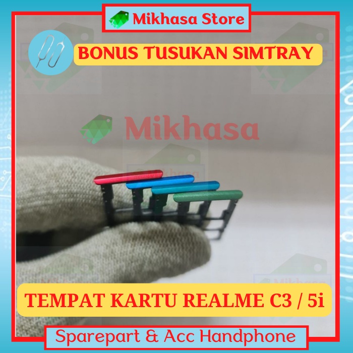 Tempat kartu Simtray Realme C3 | Realme 5i Simlock Slot Sim Tray Trai Wadah Dudukan Holder Tempat ka
