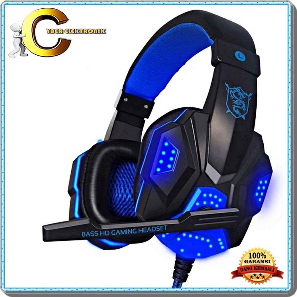 PREMIUM  NDJU Gaming Headphone LED Deep Bass with Mic - Black Technology Canggih Suara Jernih Audio