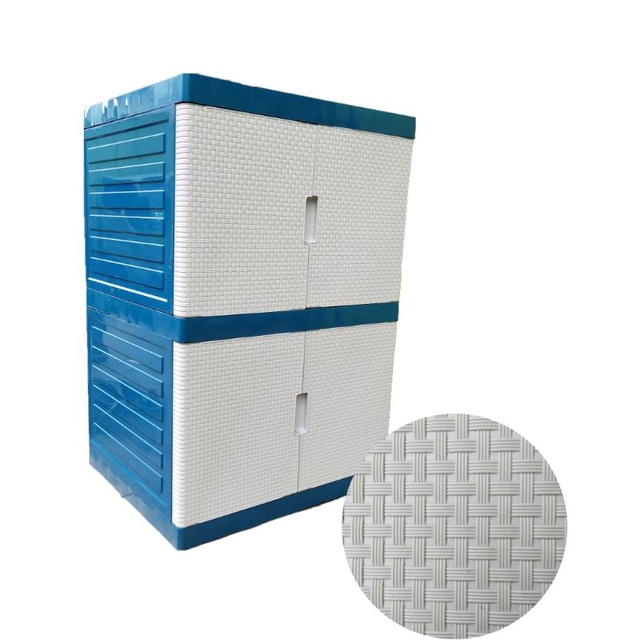 LEMARI PLASTIK LEMARI PAKAIAN MOTIF ROTAN susun 2