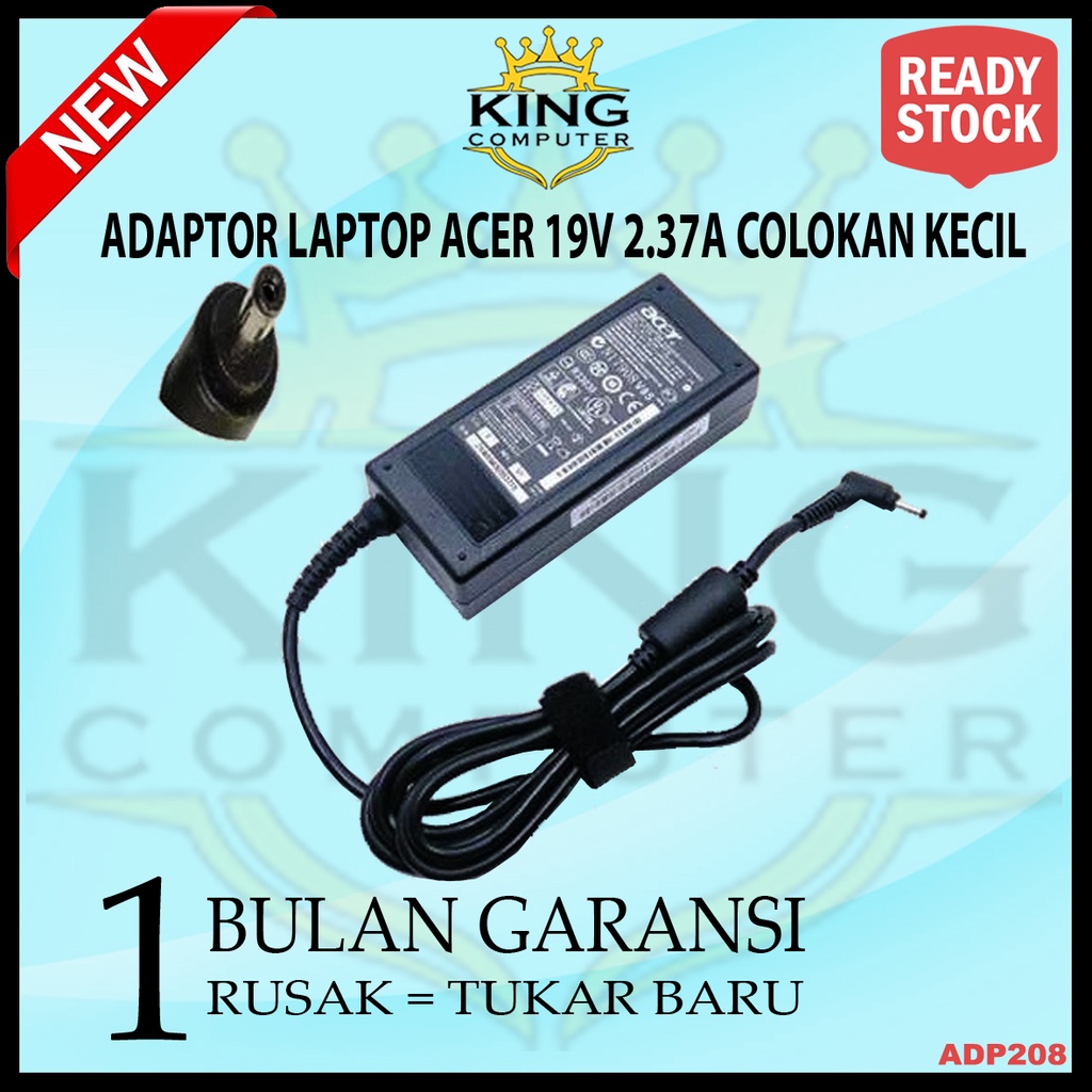 ADAPTOR LAPTOP ACER 19V 2.37A COLOKAN KECIL SMALL PLUG 3.0*1.1mm ORI