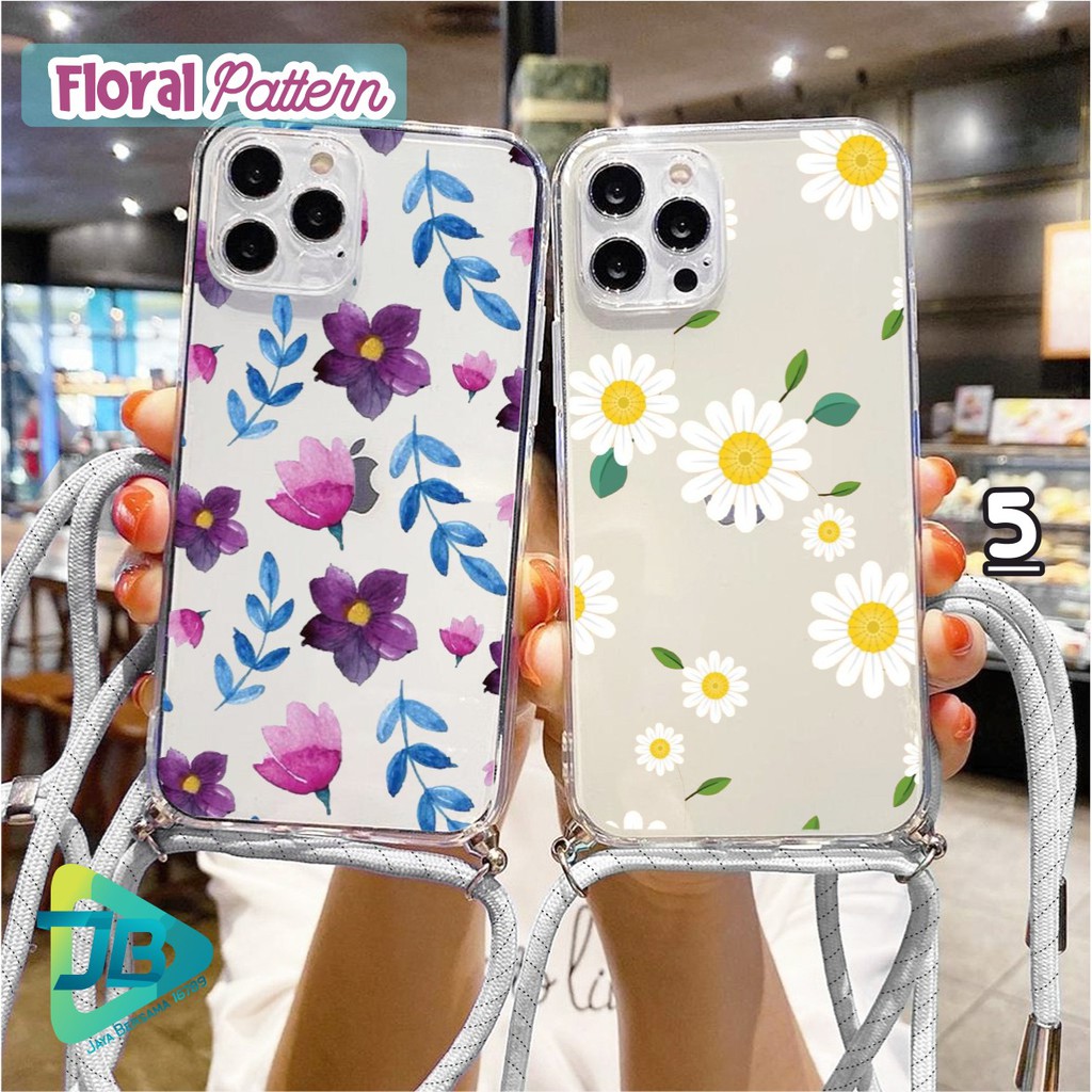 SOFTCASE SLINGCASE LANYARD BENING FLORAL PATTERN OPPO VIVO XIAOMI SAMSUNG REALME IP ALL TYPE JB4651