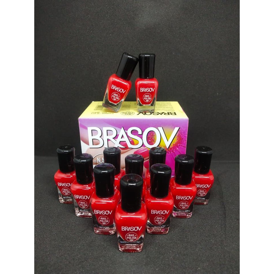 [12 PCS] KUTEK BRASOV LUSINAN ORIGINAL BPOM - GLITTER / MERAH / HITAM / BENING / PINK KUTEKS PERBOX