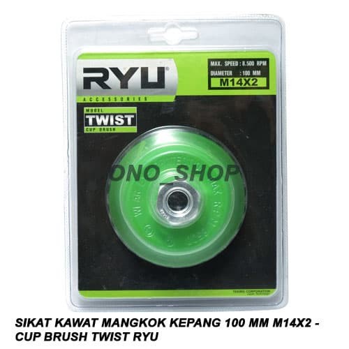 Cup Brush Twist RYU - Sikat Kawat Mangkok Kepang 100 mm M14x2