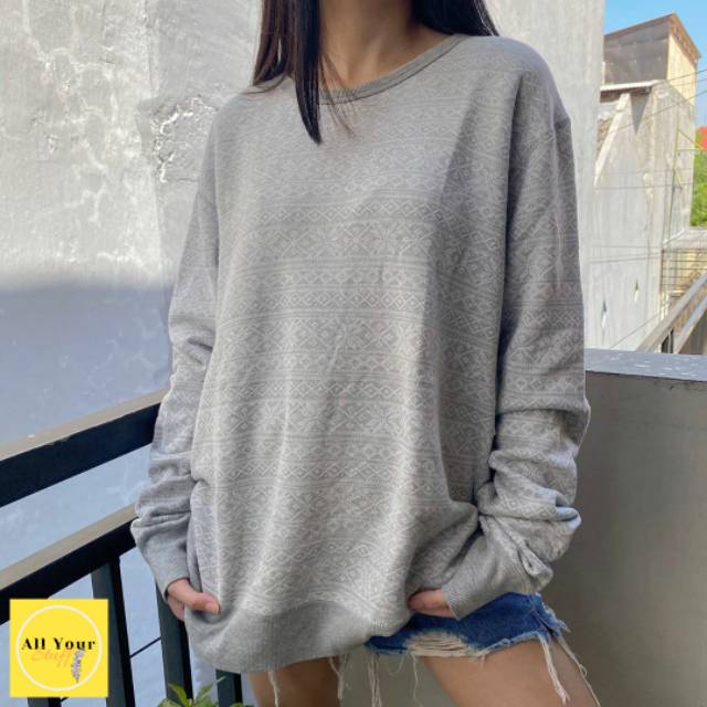 CREWNECK GREEN LABEL RELAXING GREY | SWEATSHIRT | THRIFT OVERSIZE