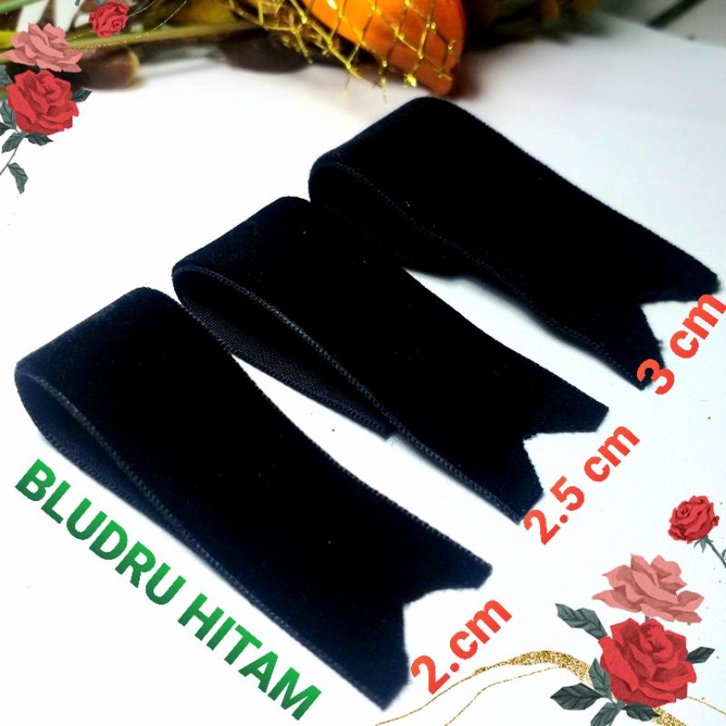 

per meter,pita blduru warna hitam lebar 2-3 cm