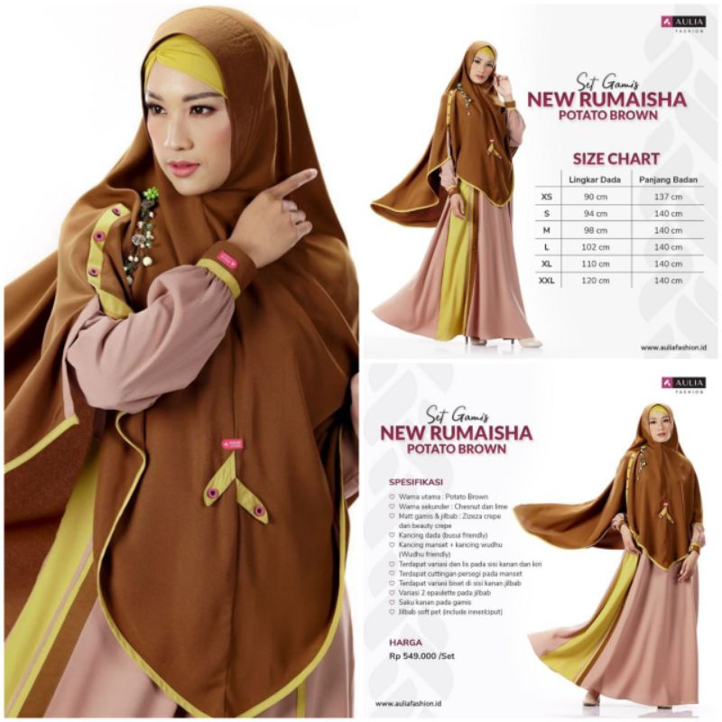 SET GAMIS NEW RUMAISHA POTATO BROWN | GAMIS SYAR'I AULIA FASHION DISKON TERBARU