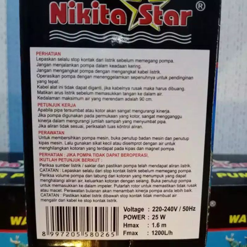 NIKITA STAR NS103 NS 103 NS-103 Pompa Air Celup Pompa Kolam Aquarium murah