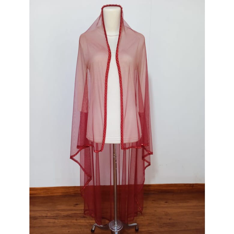 slayer veil pengantin MAROON hijab pengantin mutiara