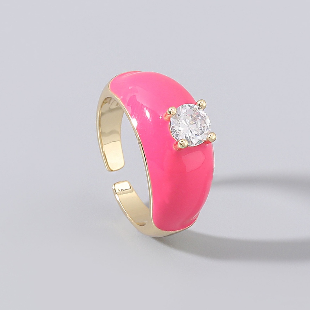 Hu Hu Hu Hu Hu Alat Bantu Pasang Kacamata♡ Cincin Model Terbuka Bahan Tembaga Hias Berlian Imitasi Warna Warni Untuk Wanita