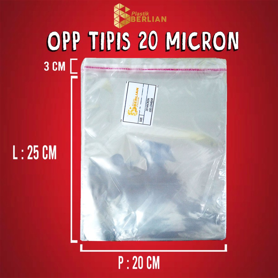 

20 x 25 cm Plastik OPP TIPIS (100 lbr) (lem/seal)