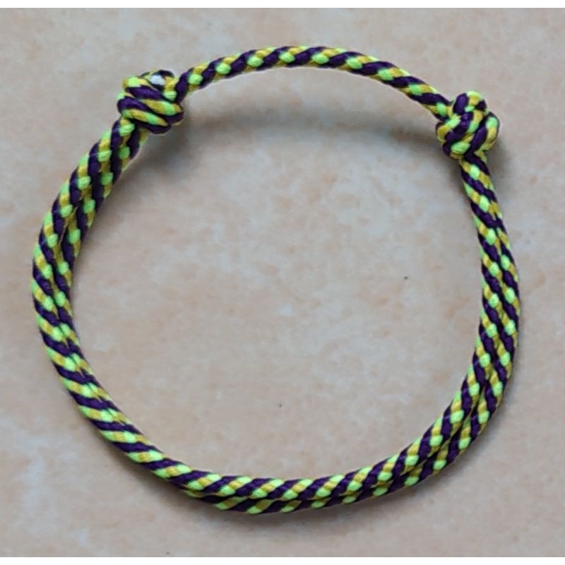 Gelang Tali Simple Prusik Tali Gunung Outdoor-Hijau Garis Hitam