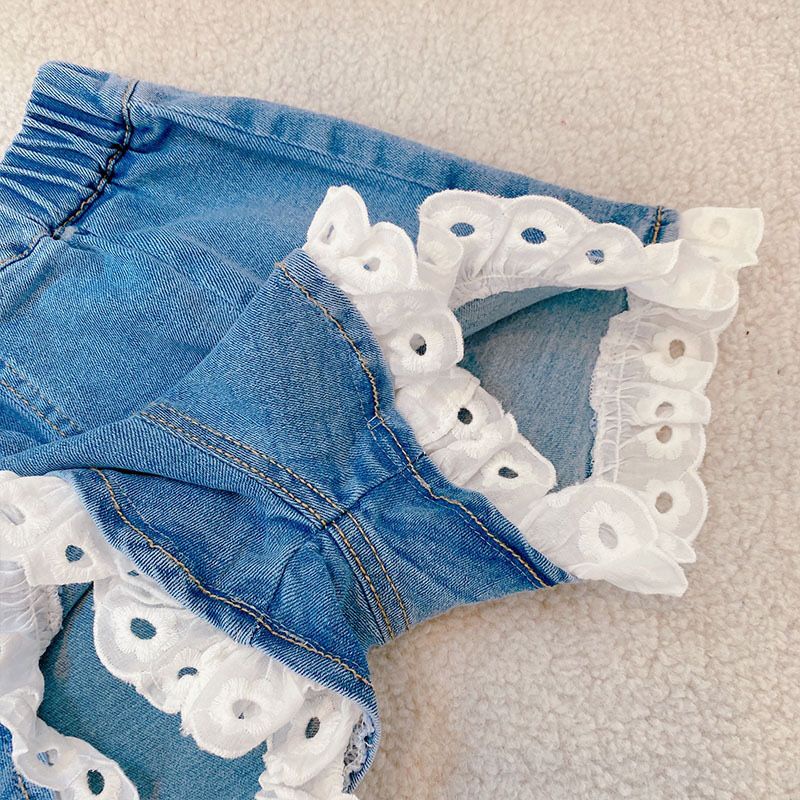 (LOLI-JKT) BS-271 SET ANAK CEWEK PATCHWORK RENDA + CELANA DENIM SIZE 100-140