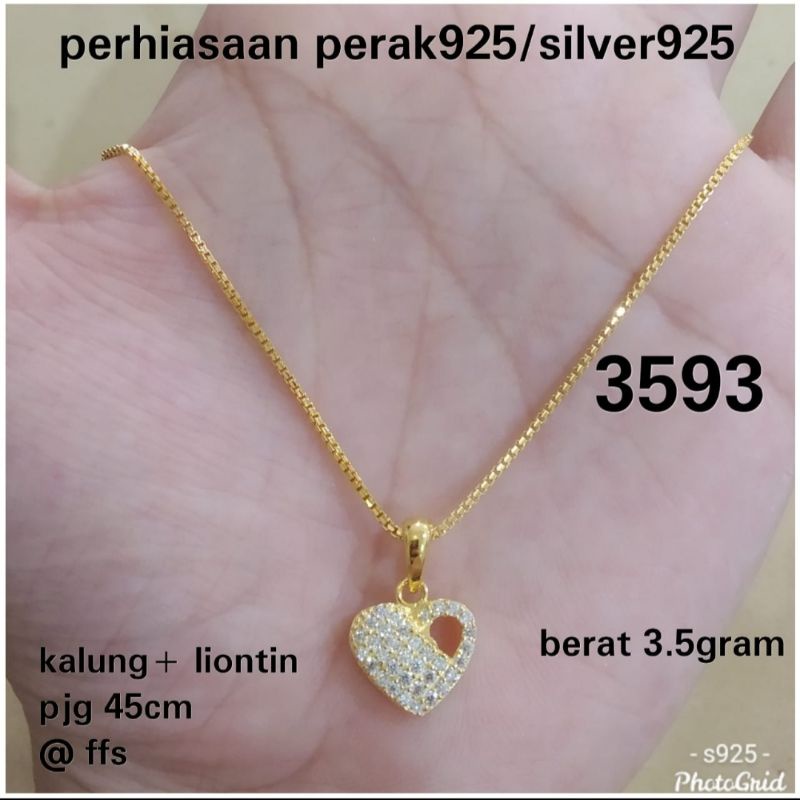 KALUNG+LIONTIN LOVE 3593 KUNING PERAK 925