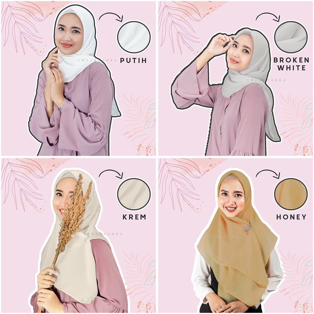 HIJAB BELLA SQUARE - Jilbab Segiempat Jahit Tepi Polycotton Kerudung Segi Empat Potton Premium