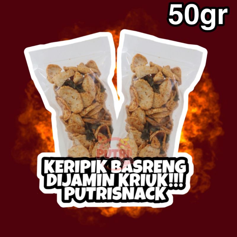 Keripik Basreng Baso Goreng 50gr+ Daun Jeruk