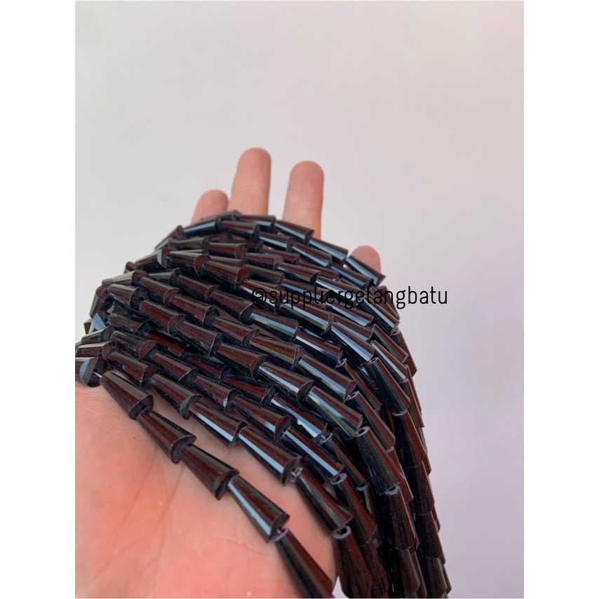 kristal terompet 16 x 10mm BLACK DOPP bahan gelang kalung bross dagu