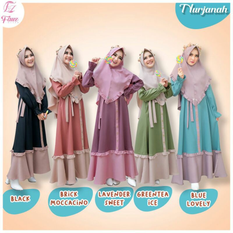 Ready stock Gamis syari Dress muslim Nurjanah by Fauz hijab