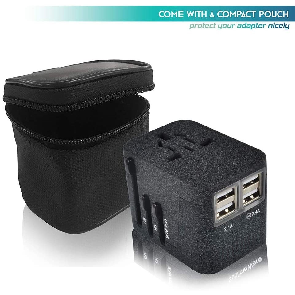 Universal Travel Adapter Plug - 4 USB Port 3.5A Max Total Output - Perangkat Wajib Para Traveler