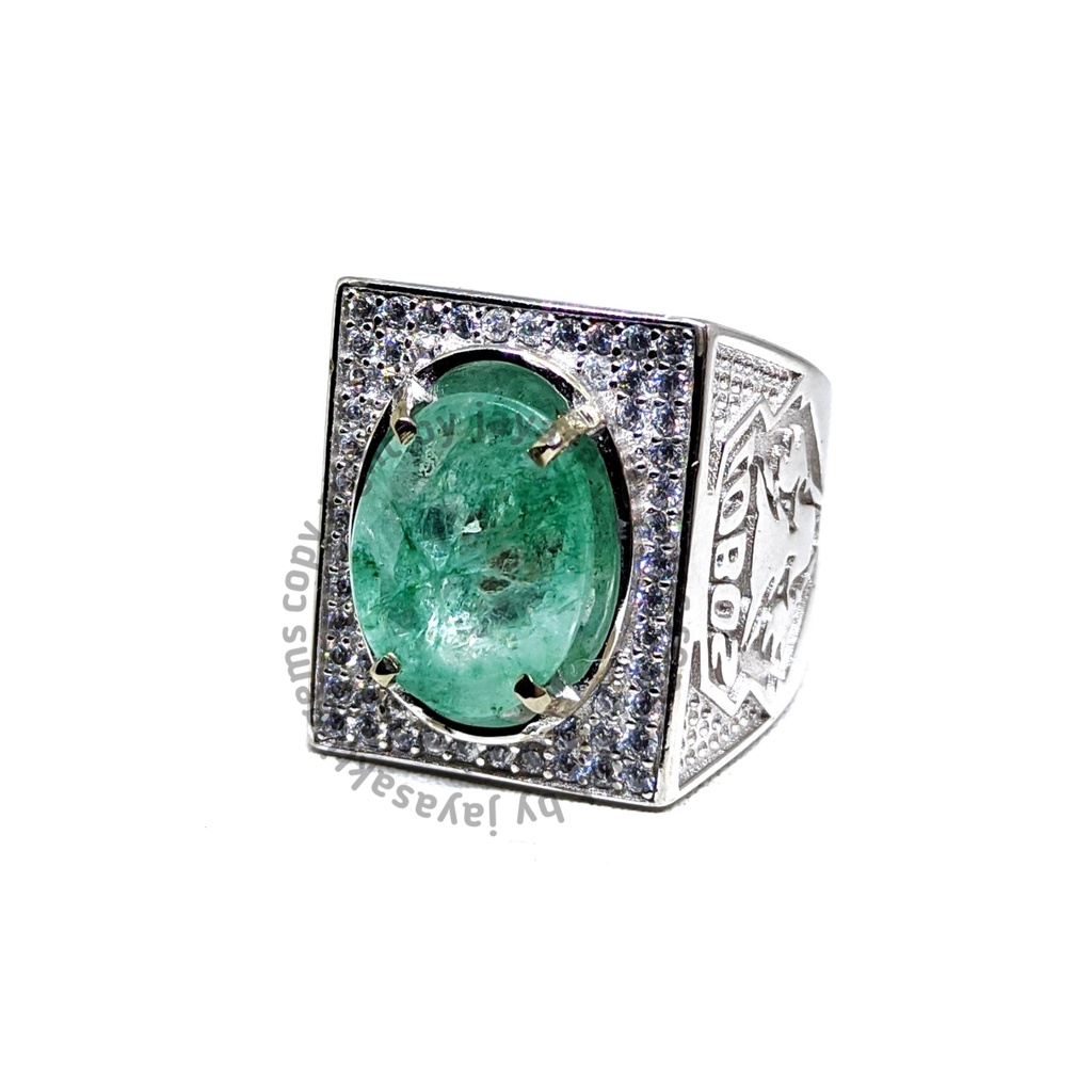 Natural Batu Permata Emerald Berly Zamrud Colombia Ring alpaka EBZC09