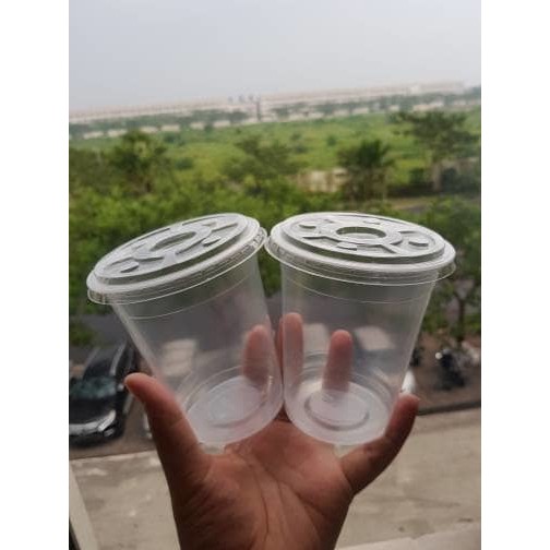 Cup PP 14oz PolyCup Tutup FLAT/ Gelas PP 14oz
