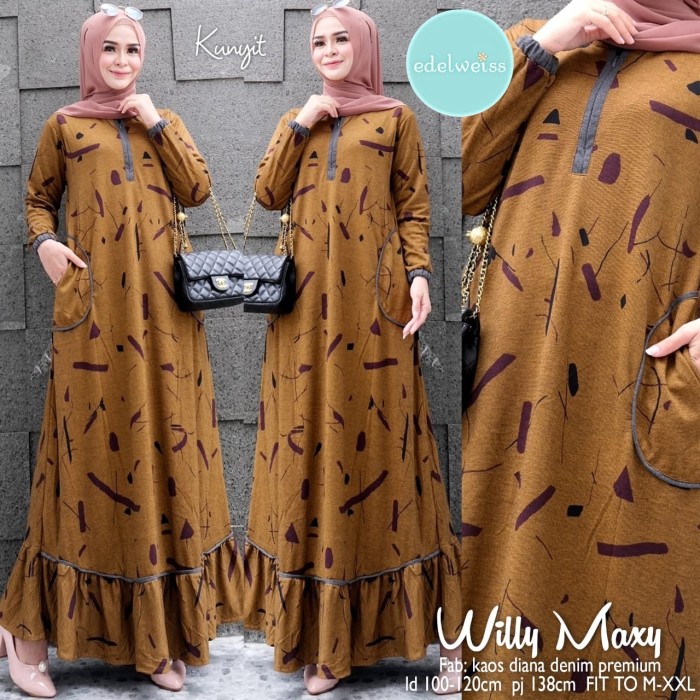 Long dress maxy muslim - gamis jumbo terbaru diana denim premium