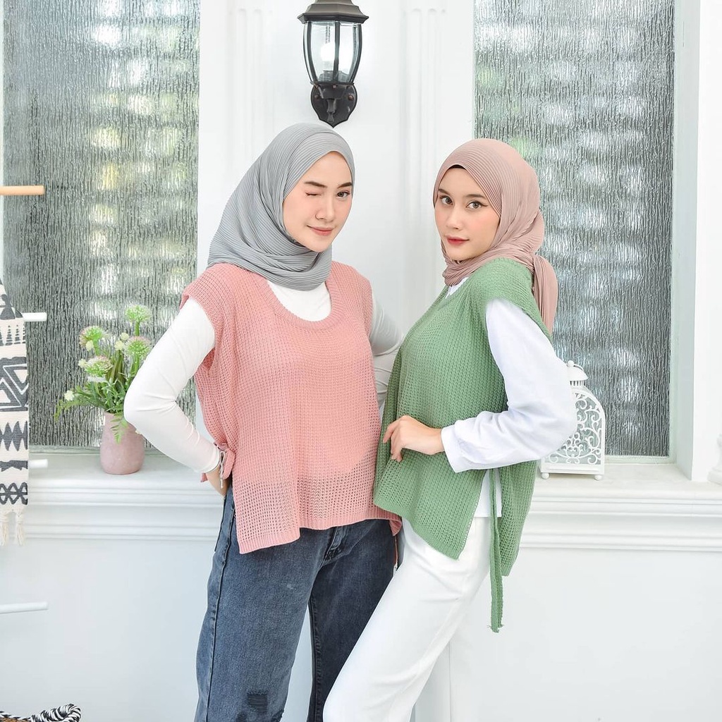 U vest Rajut Polos Korean Style Outwear Wanita Terbaru