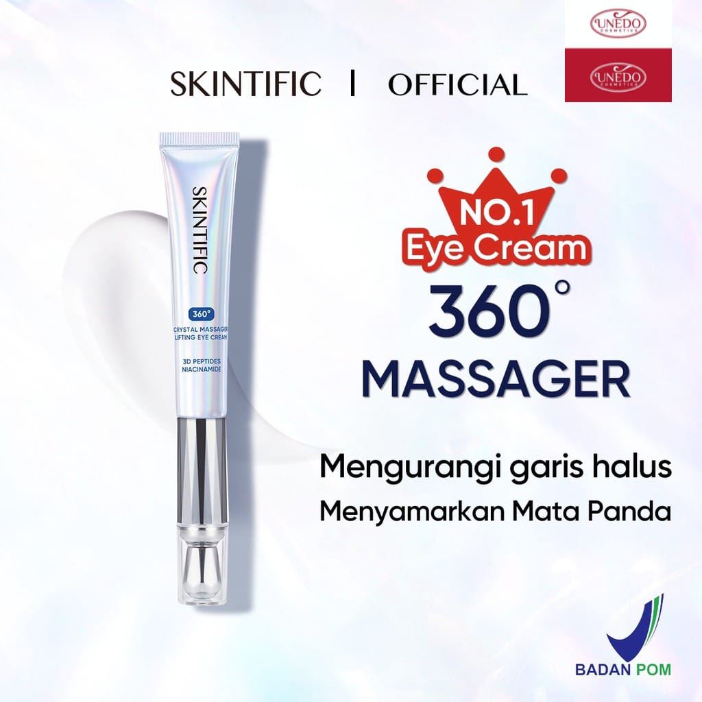 SKINTIFIC - 360 Crystal Massager Lifting Eye Cream Eye Gel Serum to Mengurangi Garis Halus Dan Kantong Mata with Niacinamide and Caffeine